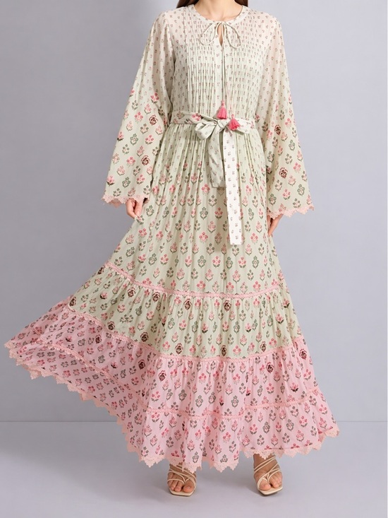 HEMANT & NANDITA Dresses & Skirts - Hemant and Nandita Zehra Long Dress Pale Mint Beaded NWT XS